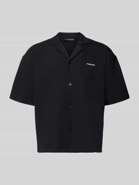 Koszula casualowa o kroju relaxed fit z kołnierzem z połami model Troy' Pegador czarna