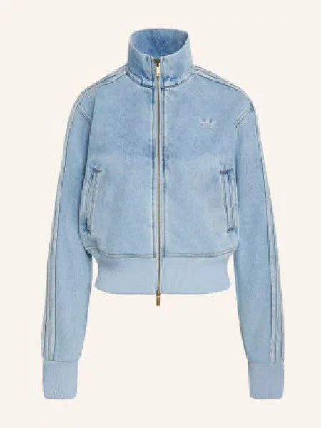 Adidas Originals Džínová Bunda S Pruhy Z Galonu lghden modrá