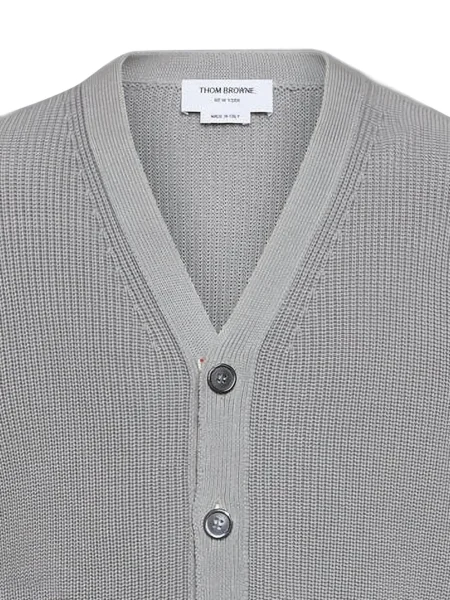 Жилетка Thom Browne на райета с V-образно деколте сиво