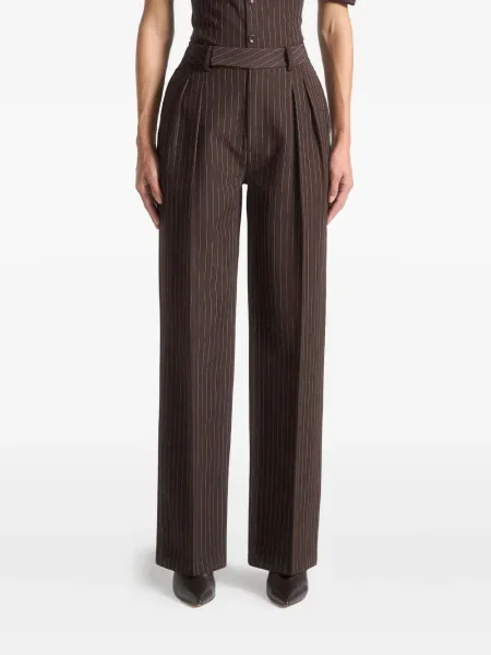 Pantaloni Manière De Voir cu dungi plisate maro