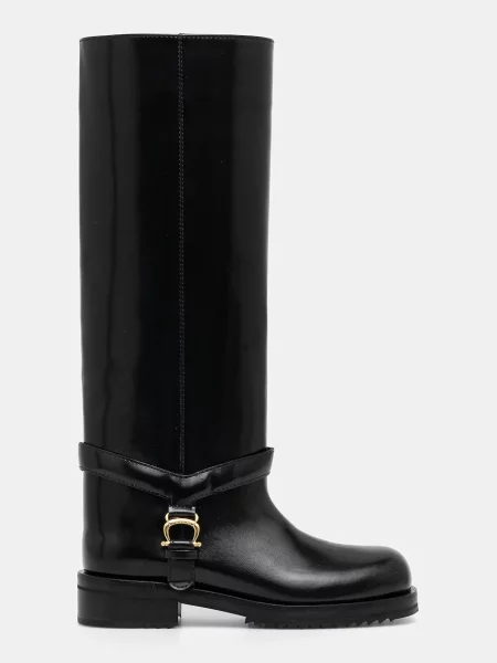 Кожаные сапоги Pollini черные