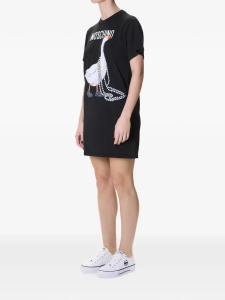Rochie tip cămașă Moschino cu imagine negru