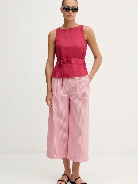 United Colors of Benetton hlače z bombažem roza