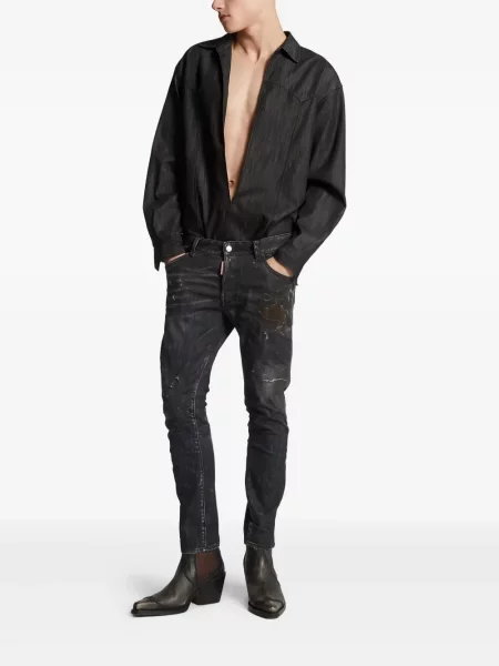 Blugi Dsquared2 zdrențuiți negru
