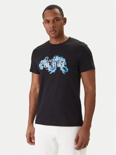 Versace Jeans Couture Tricou albastru deschis / negru alb