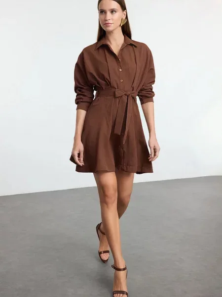 Trendyol Rochie tip bluză maro