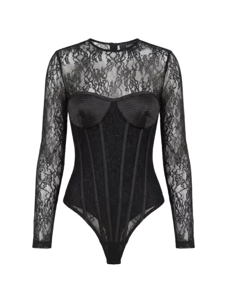 Body Nissa din dantelă negru