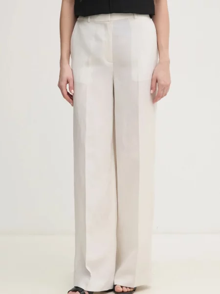 Calvin Klein Kalhoty s příměsí lnu béžové