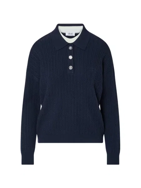 Tricou polo Liu Jo tricotate albastru