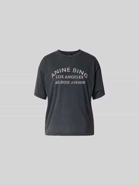 T-shirt o kroju relaxed fit z nadrukiem z logo Anine Bing czarna