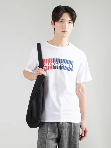 JACK & JONES Majica mornarska / rdeča / črna bela