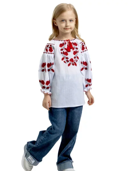Детская рубашка Folk Moda белая