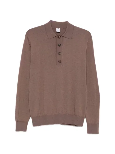 Lung tricou polo Eleventy maro