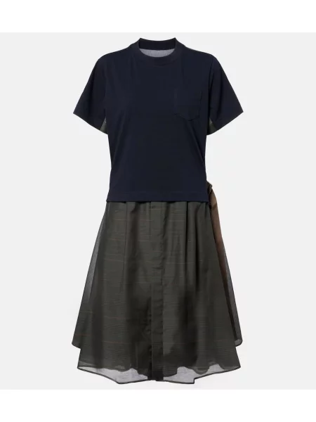 Rochie midi Sacai din jerseu până la genunchi de costum albastru