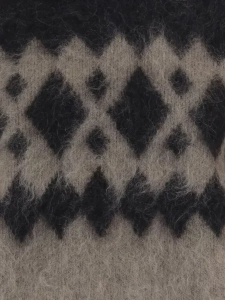 Pulover The Garment cu model argyle de mohair negru