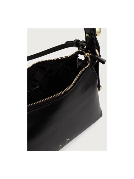 Lniana torebka Armani Exchange czarna