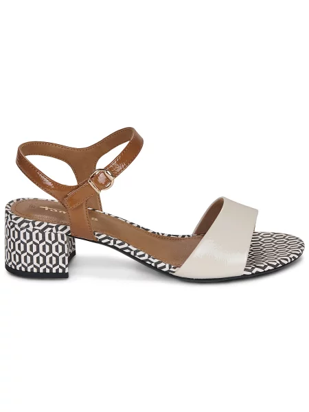 Tamaris Sandale cu baretă crem / maro caramel negru