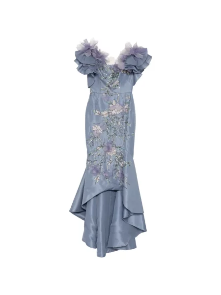 Rochie Marchesa cu broderie albastru