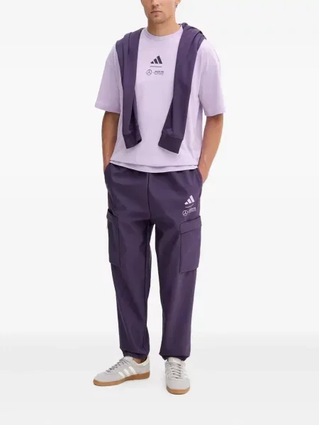 Spodnie cargo Adidas z kapturem z autografem do biegania białe