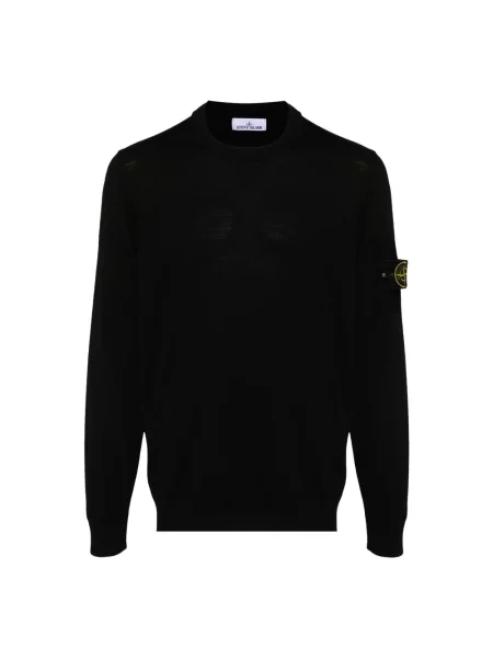 Lekki sweter Stone Island wełniany z kamieniami czarny