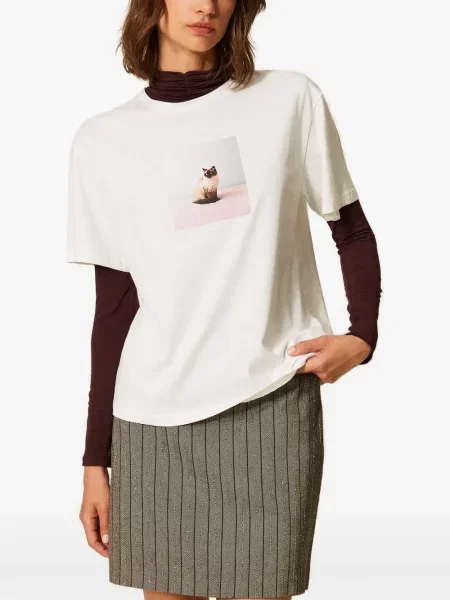 Tricou Twinset cu imagine alb