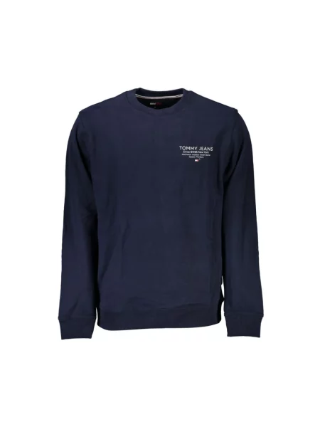 Bluza z kapturem Tommy Jeans z okrągłym dekoltem klasyczna niebieska