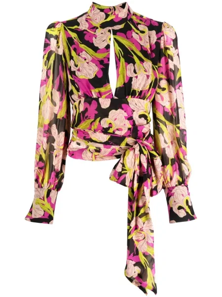Bluză Pinko cu model floral cu imagine lungă negru