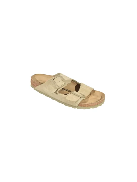 Klapki Birkenstock skórzane beżowe