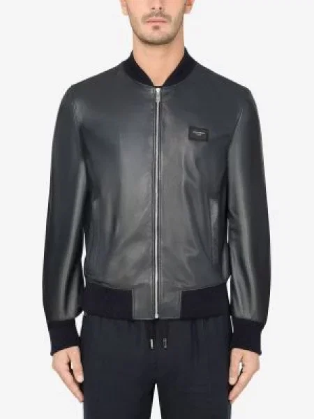 Kožená bunda Dolce & Gabbana černá
