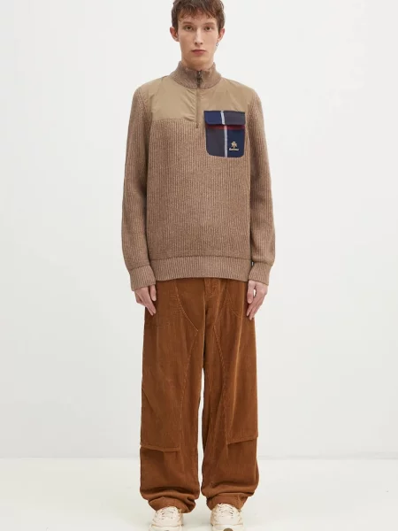 Baracuta gyapjú pulóver Barbour x Baracut Miller Half Zip Knit bézs