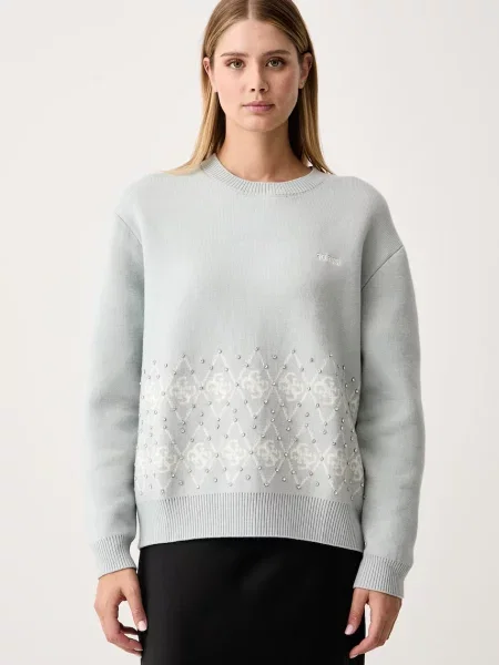 Guess pulover pentru femei LILY albastru