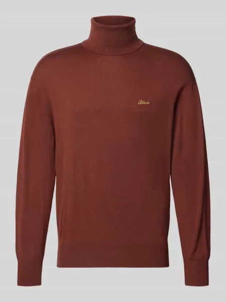 Sweter z dzianiny z wyhaftowanym logo Blkvis bordowy