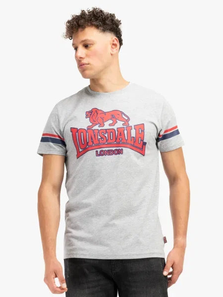 LONSDALE Tričko Melthey sivá / červená čierna