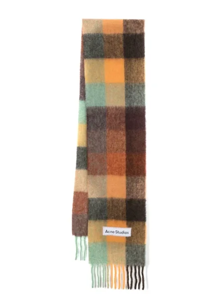 Καρό κασκόλ Acne Studios mohair καφέ