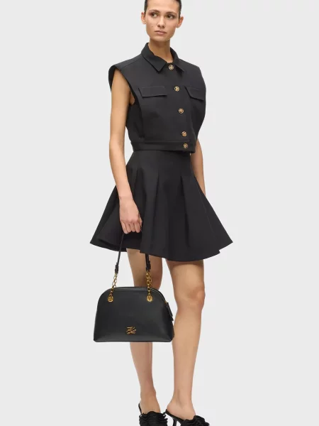 Кожаная сумка Karl Lagerfeld K/Autograph с автографом черная