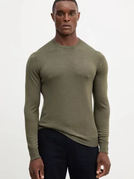 Vuneni pulover Hackett London za muškarce lagane zelena