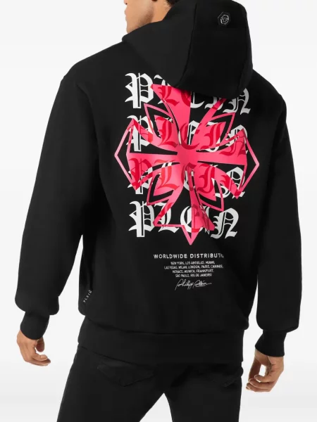 Majica s kapuljačom Philipp Plein s printom crna
