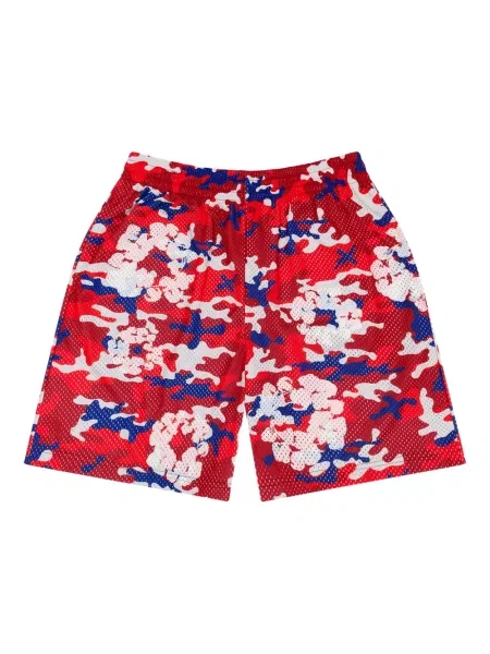 Džínové šortky Denim Tears se síťovinou červené