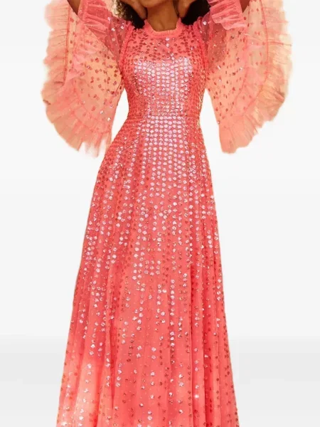 Krátké oblekové večerní šaty Needle & Thread růžové