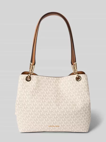 Shopperka Michael Michael Kors płócienna z logo beżowa