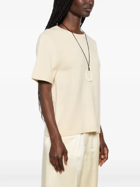 Scurt tricou Soft Goat tricotate galben