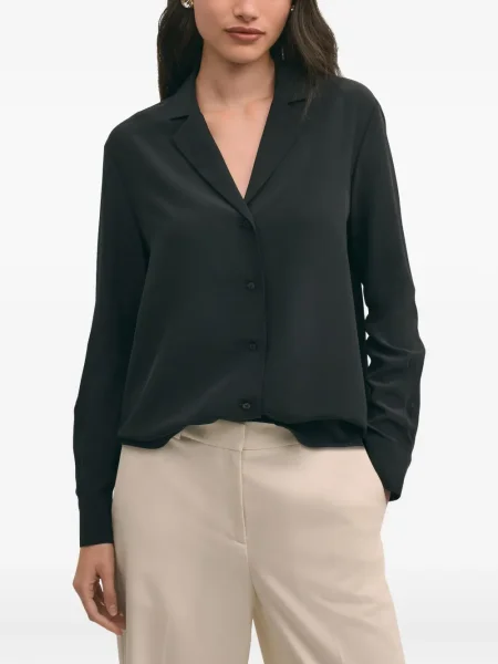 Bluză Brooks Brothers de mătase lungă negru