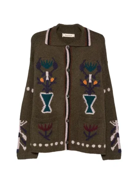 Cardigan Baziszt tricotate verde