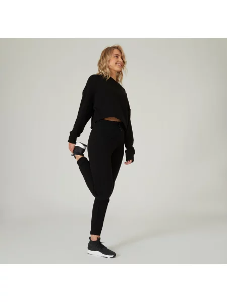 Bluza Domyos Gym & Pilates crop czarna