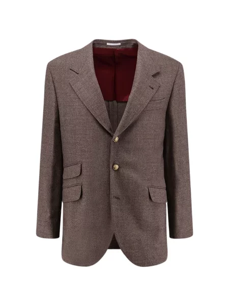 Sacou Brunello Cucinelli de lână cu rever maro