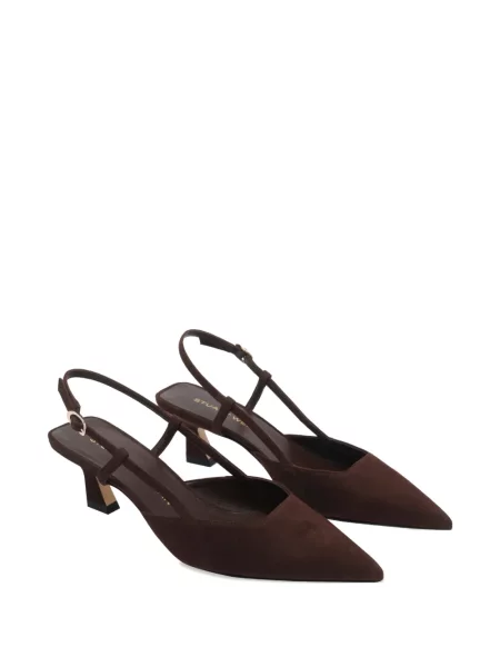 Pantofi cu toc Stuart Weitzman din piele de căprioară slingback maro