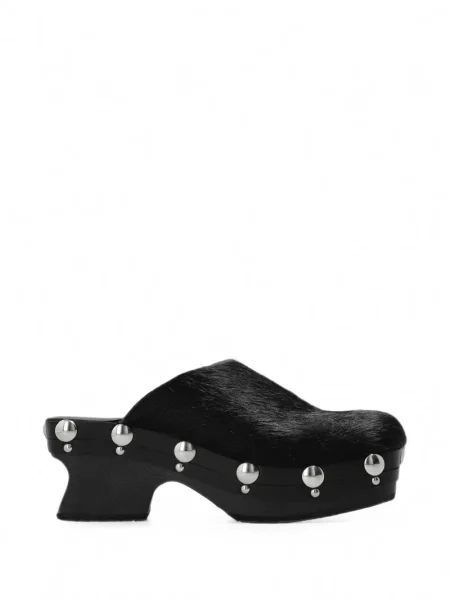 Papuci tip mules Scholl cu tepi negru