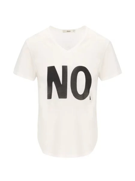 Tricou Fendi cu imagine din jerseu alb