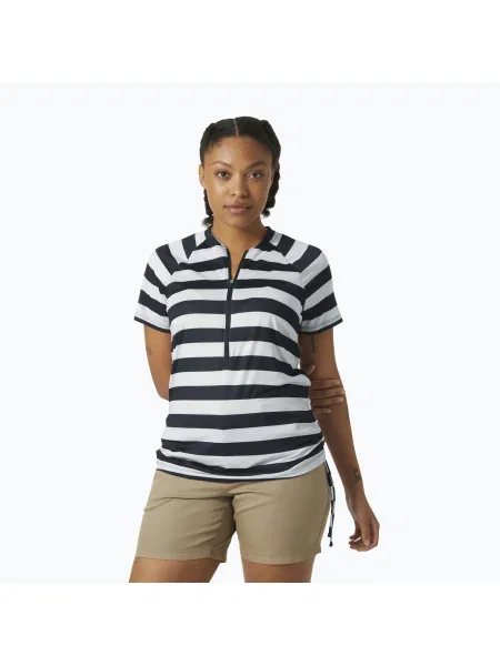 Tricou pentru femei Helly Hansen Siren Zip navy stripe albastru închis