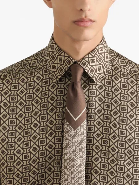 Cămașă Dolce & Gabbana cu imprimeu geometric maro